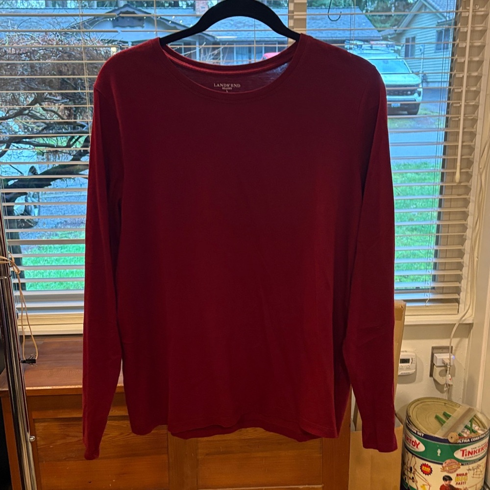 Lands' End Women’s Deep Red Long Sleeve Tee